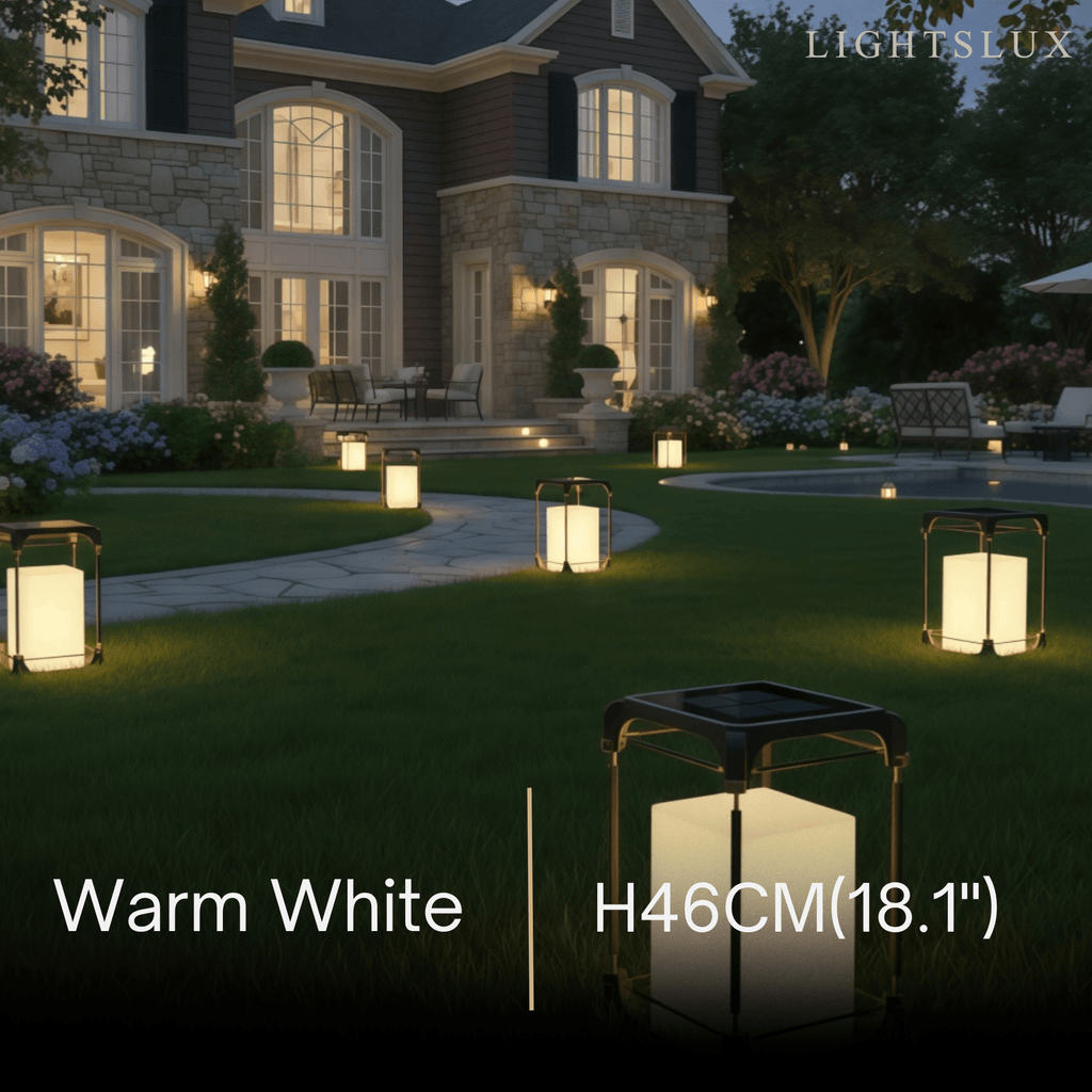 Modern Square Outdoor Floor Lamp — Black Metal/Acrylic Lantern for Patio - Flindria