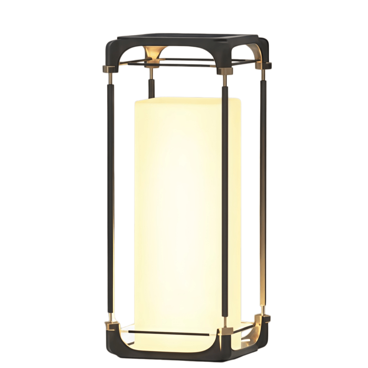 Modern Square Outdoor Floor Lamp — Black Metal/Acrylic Lantern for Patio - Flindria
