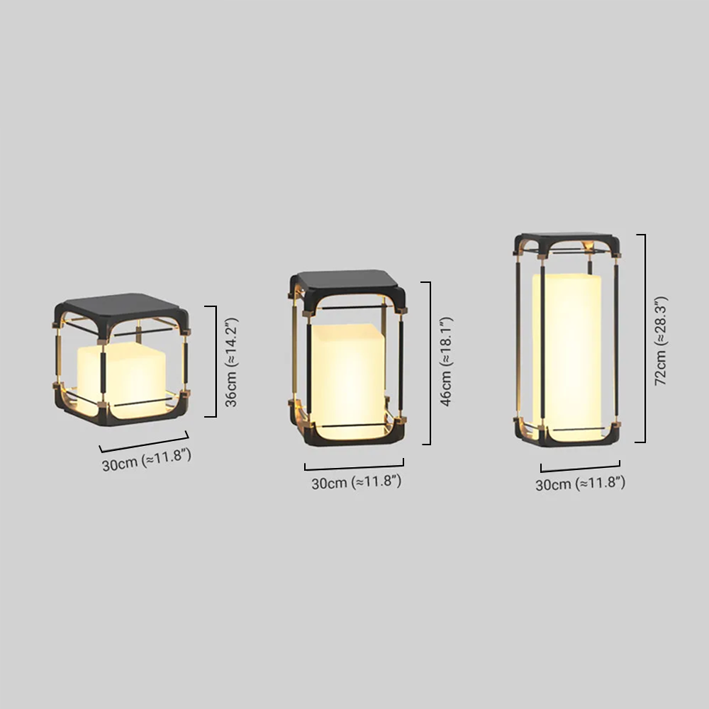 Modern Square Outdoor Floor Lamp — Black Metal/Acrylic Lantern for Patio - Flindria