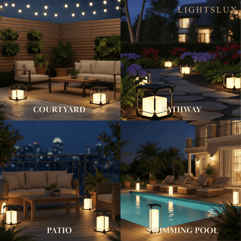 Modern Square Outdoor Floor Lamp — Black Metal/Acrylic Lantern for Patio - Flindria
