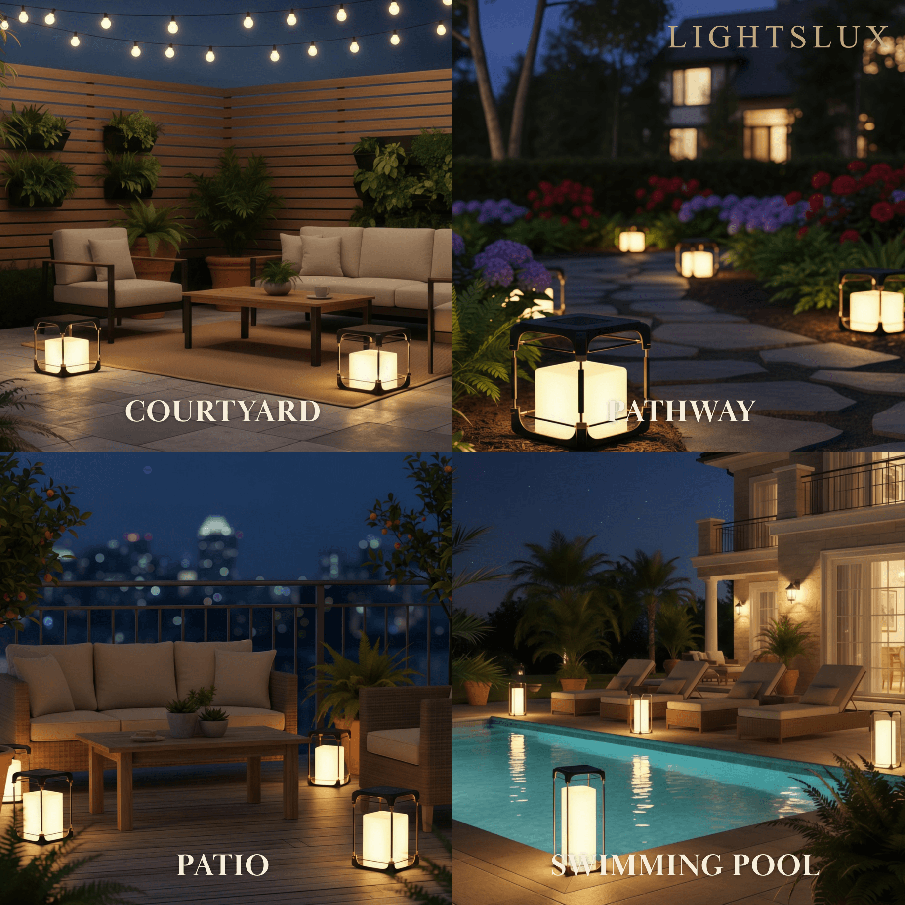 Modern Square Outdoor Floor Lamp — Black Metal/Acrylic Lantern for Patio - Flindria
