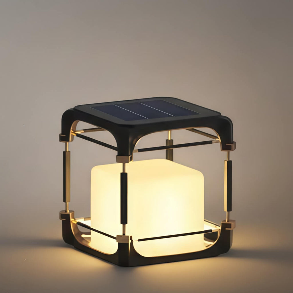 Modern Square Outdoor Floor Lamp — Black Metal/Acrylic Lantern for Patio - Flindria