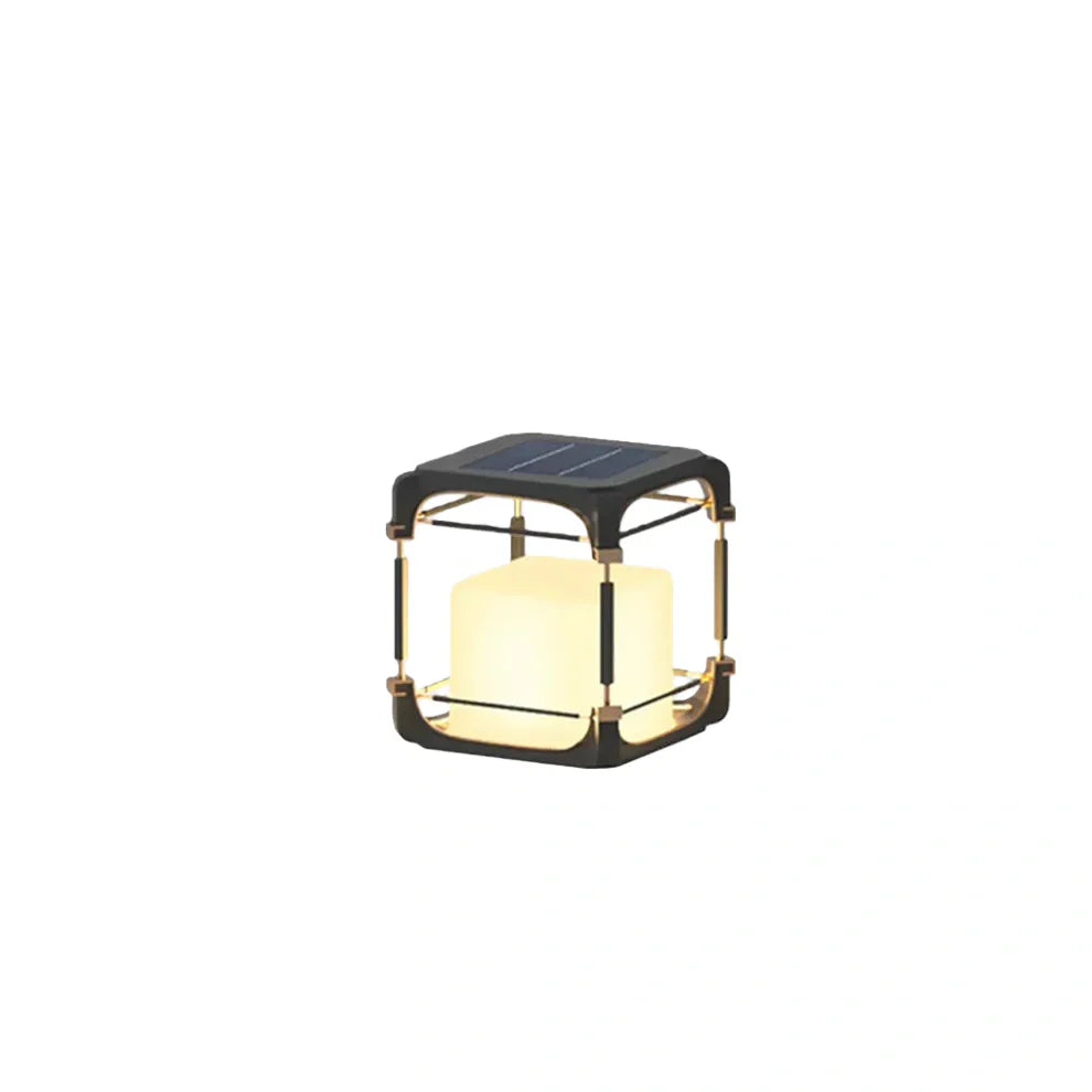 Modern Square Outdoor Floor Lamp — Black Metal/Acrylic Lantern for Patio - Flindria