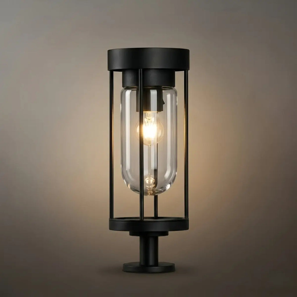 Moderne Metall Außen-Säulenleuchte/Wegeleuchte – Schwarze Laternenform, Zylindrisch - Flindria