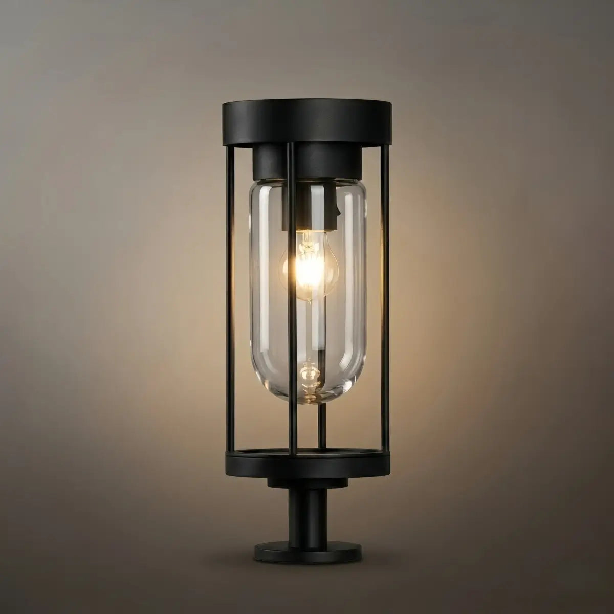 Moderne Metall Außen-Säulenleuchte/Wegeleuchte – Schwarze Laternenform, Zylindrisch - Flindria