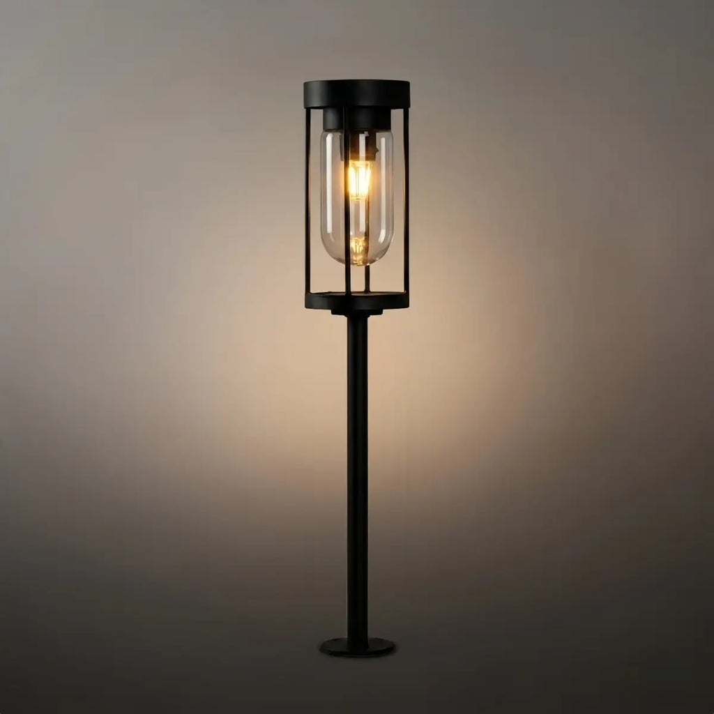 Moderne Metall Außen-Säulenleuchte/Wegeleuchte – Schwarze Laternenform, Zylindrisch - Flindria