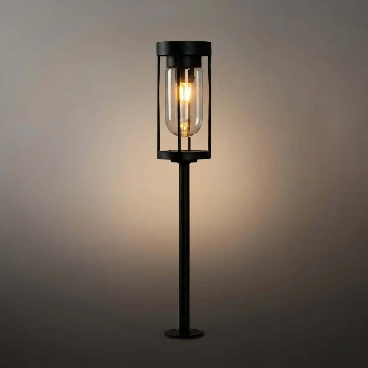 Moderne Metall Außen-Säulenleuchte/Wegeleuchte – Schwarze Laternenform, Zylindrisch - Flindria