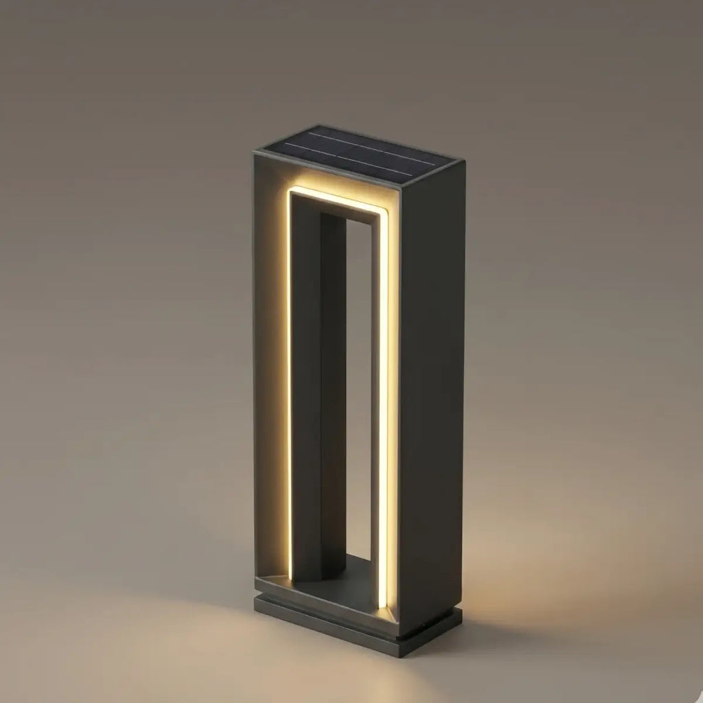 Lámpara rectangular moderna para camino - Metal negro/acrílico para senderos de jardín - Flindria