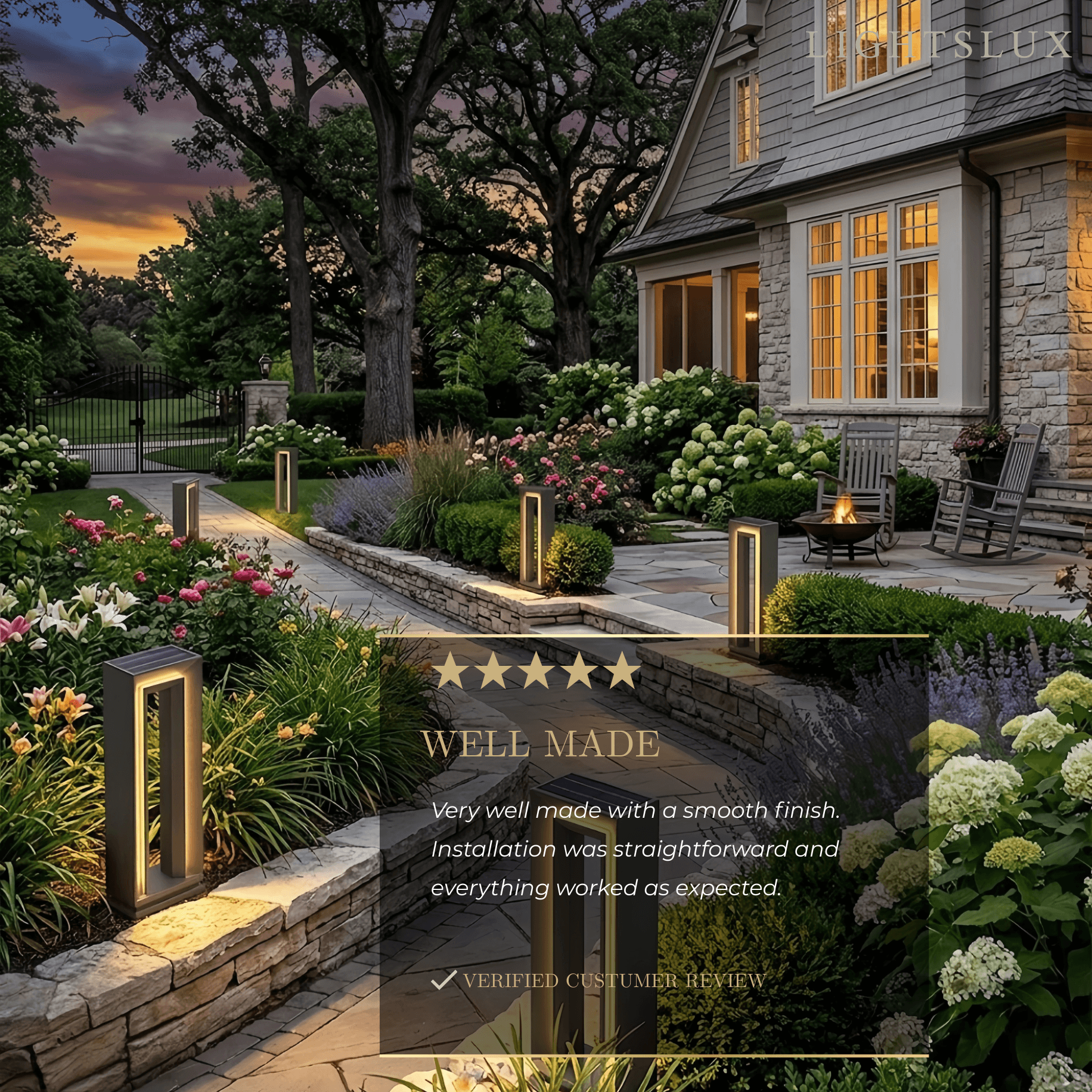 Lámpara rectangular moderna para camino - Metal negro/acrílico para senderos de jardín - Flindria