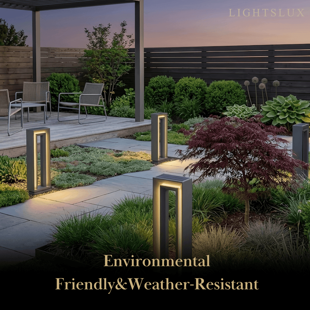 Lámpara rectangular moderna para camino - Metal negro/acrílico para senderos de jardín - Flindria