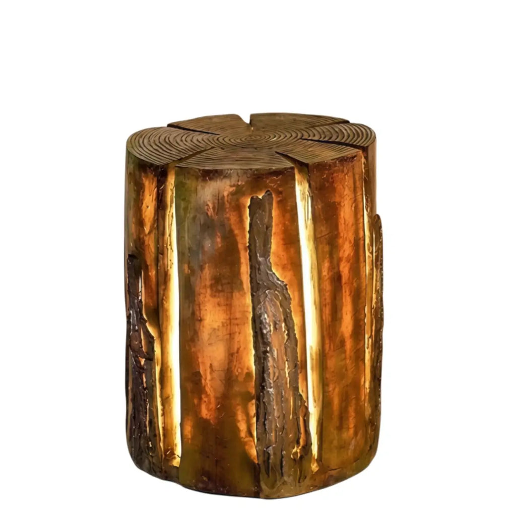 Botanica Art Deco Tree Stump Outdoor Lamp – Natural Wood-Look Resin for Courtyard/Garden - Flindria