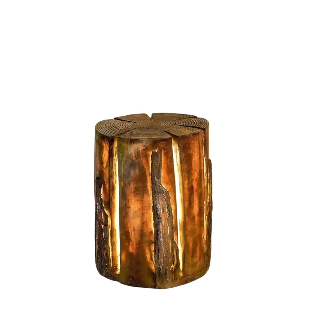 Botanica Art Deco Tree Stump Outdoor Lamp – Natural Wood-Look Resin for Courtyard/Garden - Flindria