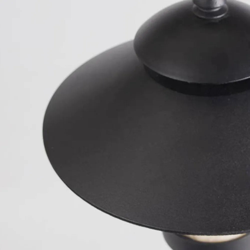 Modern Hooded Outdoor Pathway Light - Black Metal/Marble for Lawn - Flindria