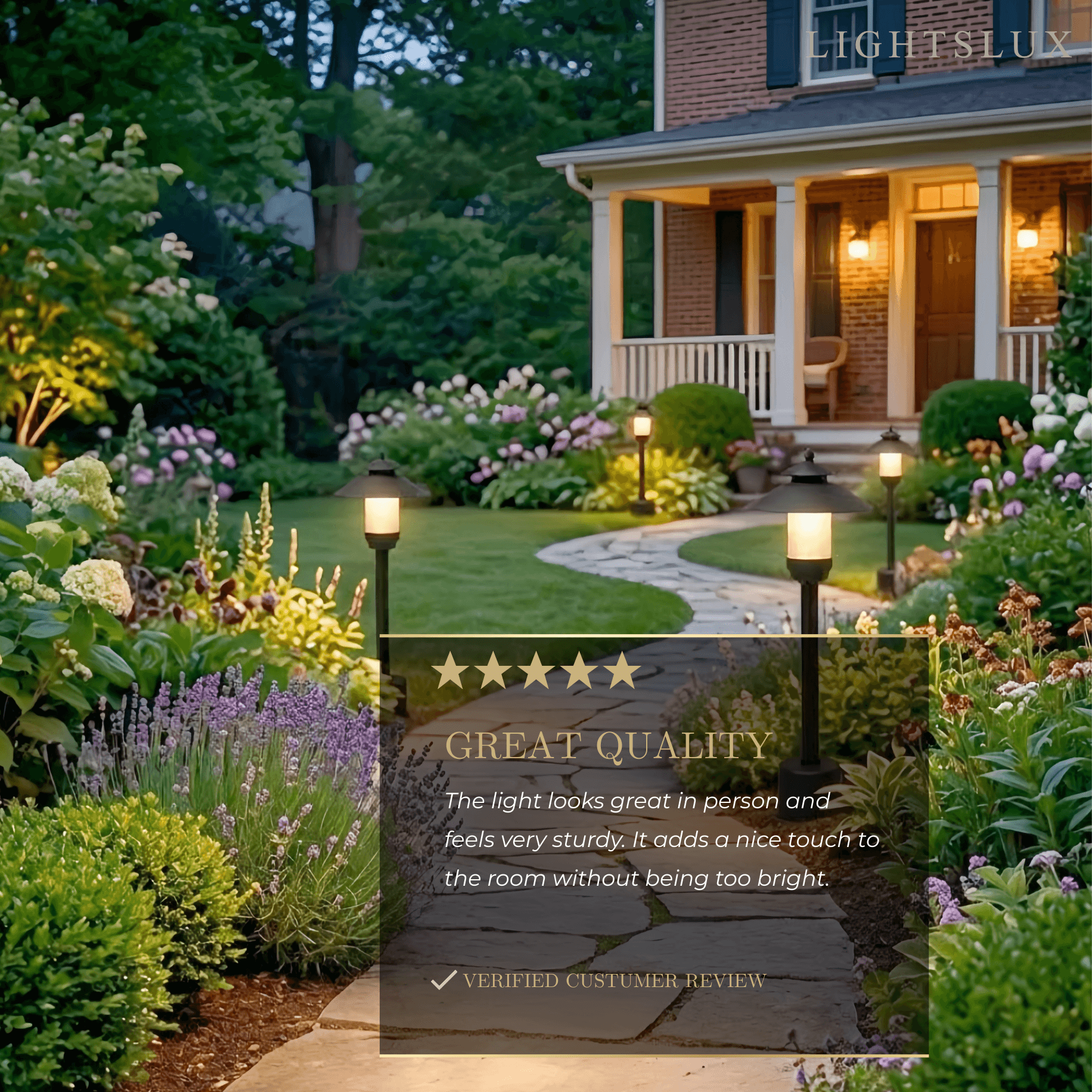 Modern Hooded Outdoor Pathway Light - Black Metal/Marble for Lawn - Flindria