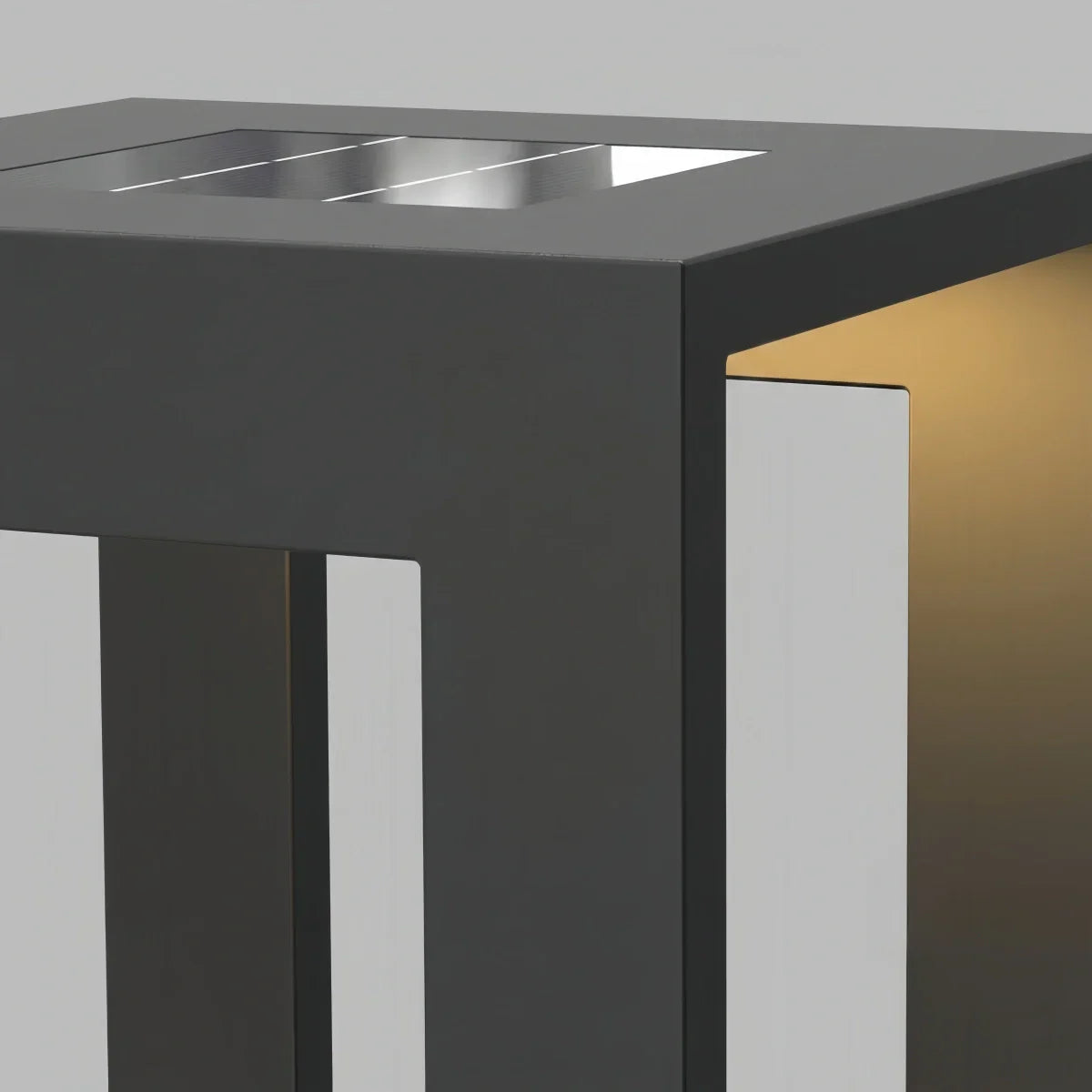Moderne firkantet solgulvlampe - Værbestandig svart metall for terrasse og uteområde - Flindria