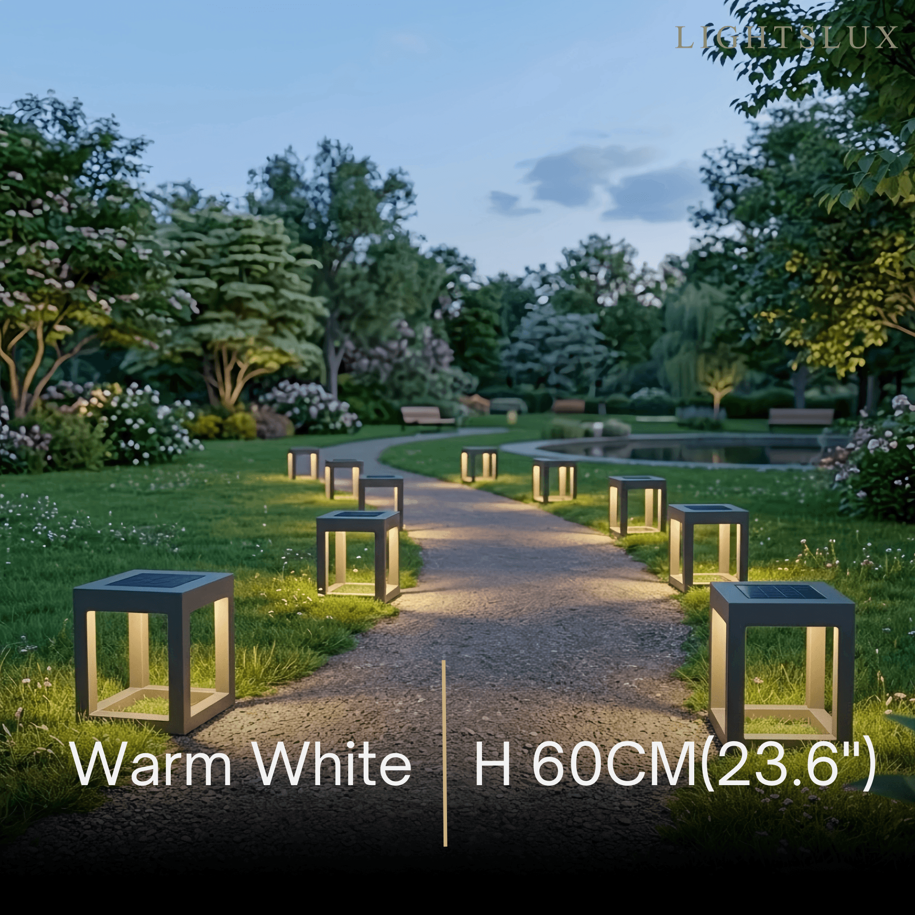 Lampe Solaire Moderne Carrée sur Pied - Métal Noir Résistant aux Intempéries pour Terrasse & Extérieur - Flindria