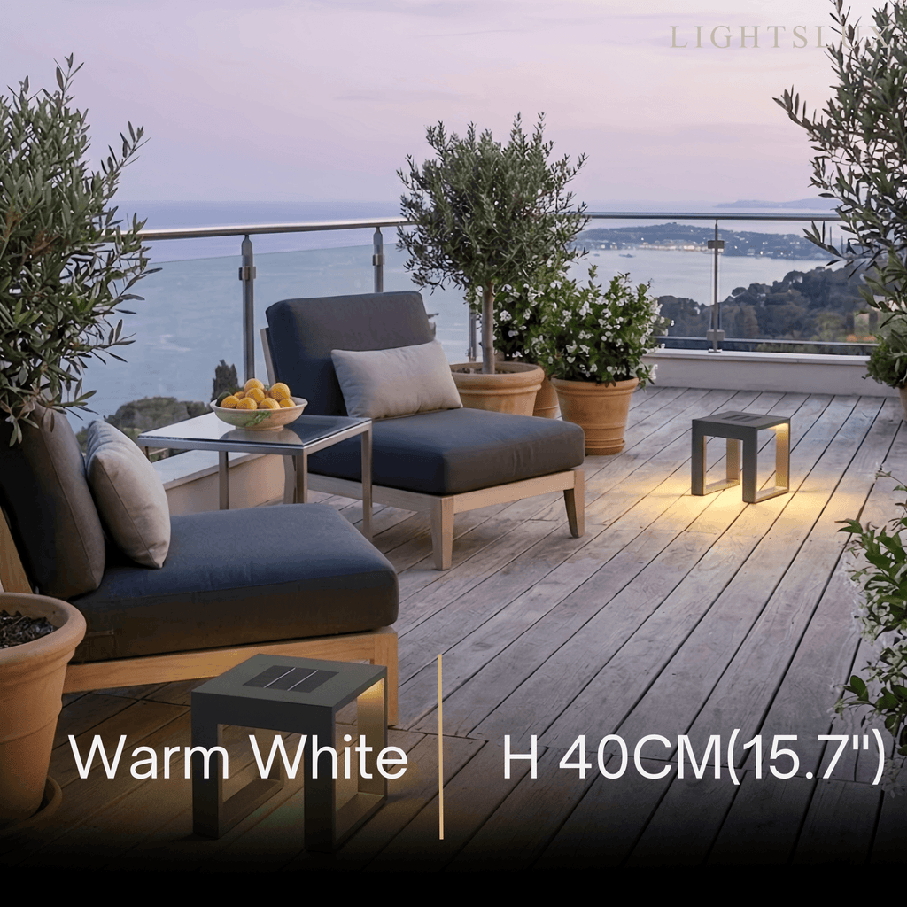 Lampe Solaire Moderne Carrée sur Pied - Métal Noir Résistant aux Intempéries pour Terrasse & Extérieur - Flindria