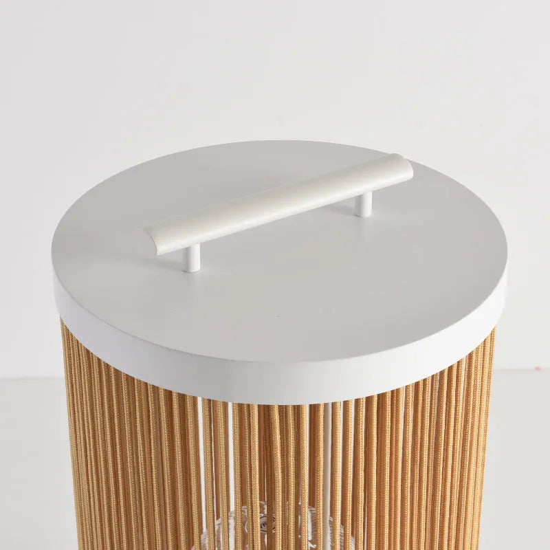 Farmhouse Cylindrical Floor Lamp – Metal Rattan for Outdoor Garden - Flindria