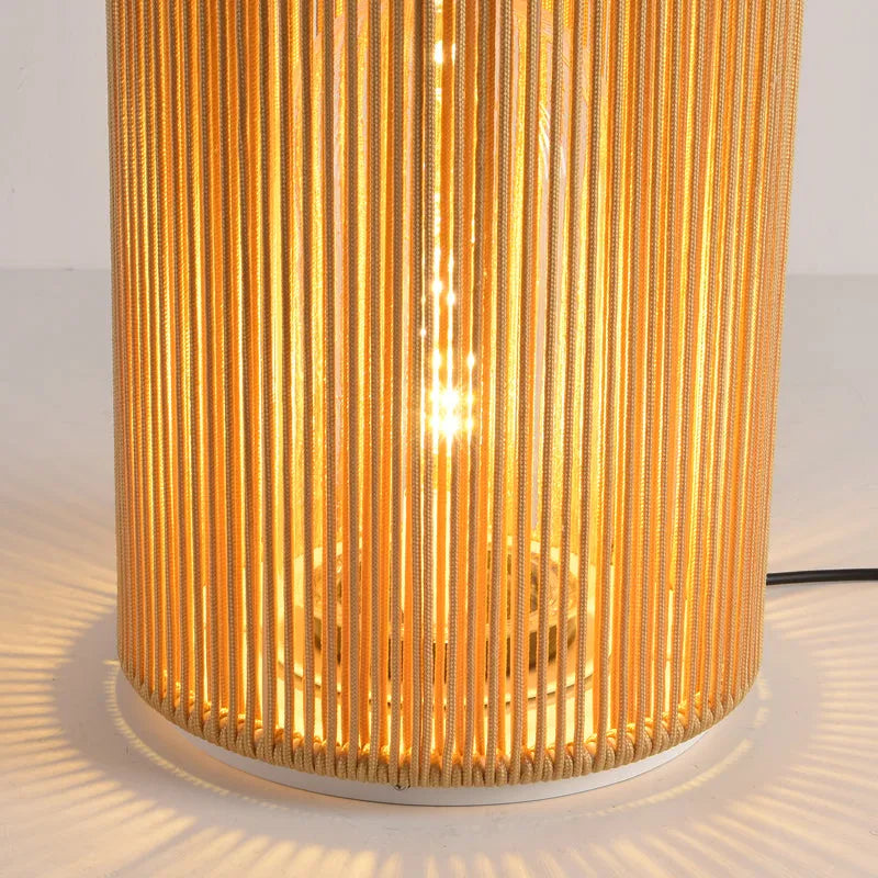 Farmhouse Cylindrical Floor Lamp – Metal Rattan for Outdoor Garden - Flindria
