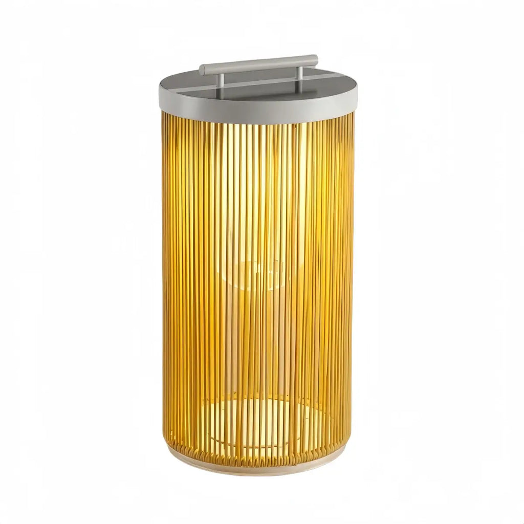 Farmhouse Cylindrical Floor Lamp – Metal Rattan for Outdoor Garden - Flindria