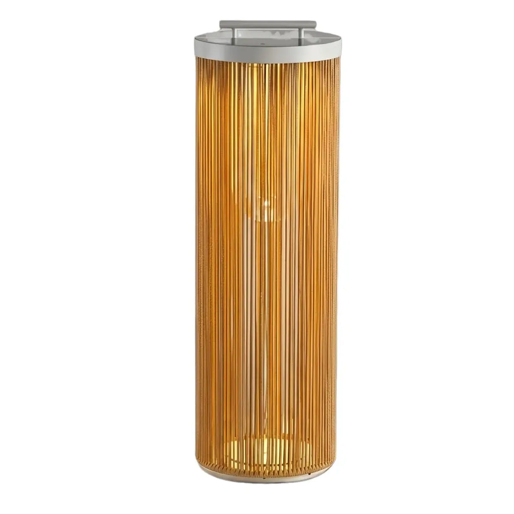 Farmhouse Cylindrical Floor Lamp – Metal Rattan for Outdoor Garden - Flindria