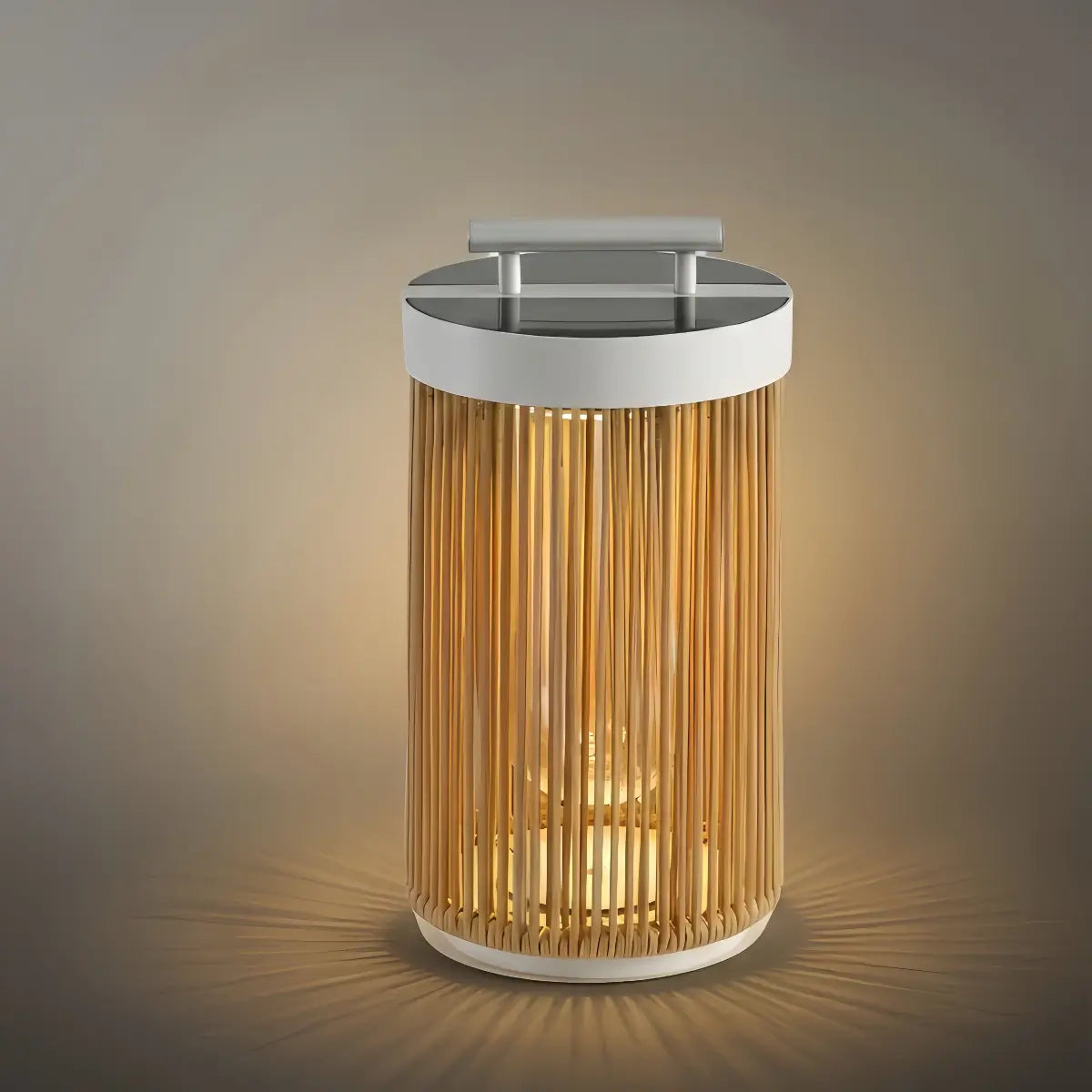 Farmhouse Cylindrical Floor Lamp – Metal Rattan for Outdoor Garden - Flindria