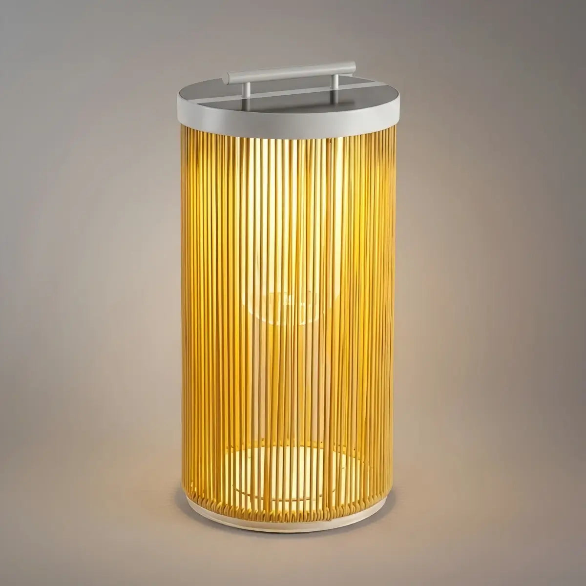 Farmhouse Cylindrical Floor Lamp – Metal Rattan for Outdoor Garden - Flindria
