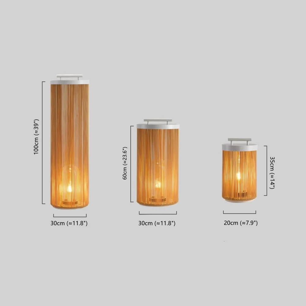Farmhouse Cylindrical Floor Lamp – Metal Rattan for Outdoor Garden - Flindria