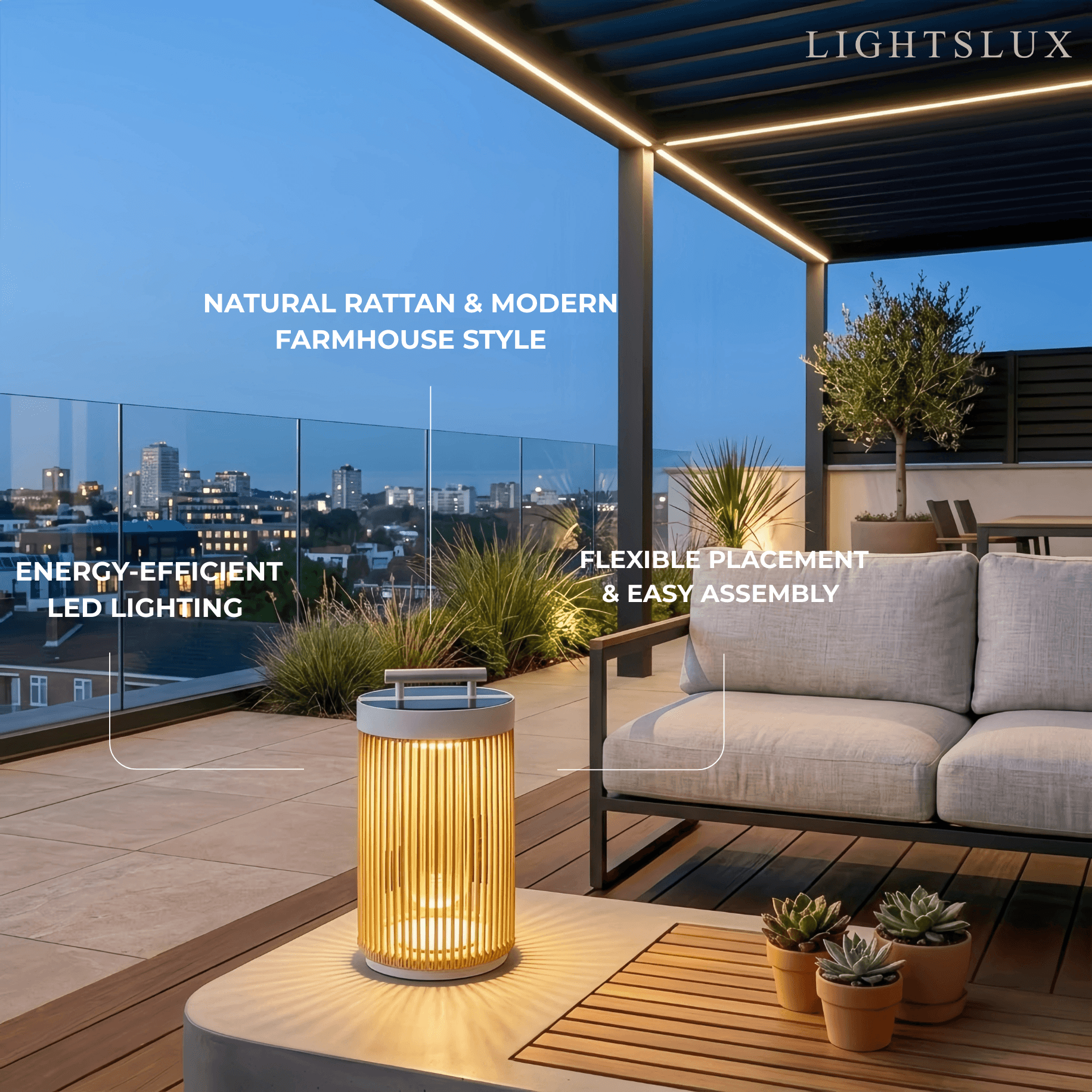 Farmhouse Cylindrical Floor Lamp – Metal Rattan for Outdoor Garden - Flindria