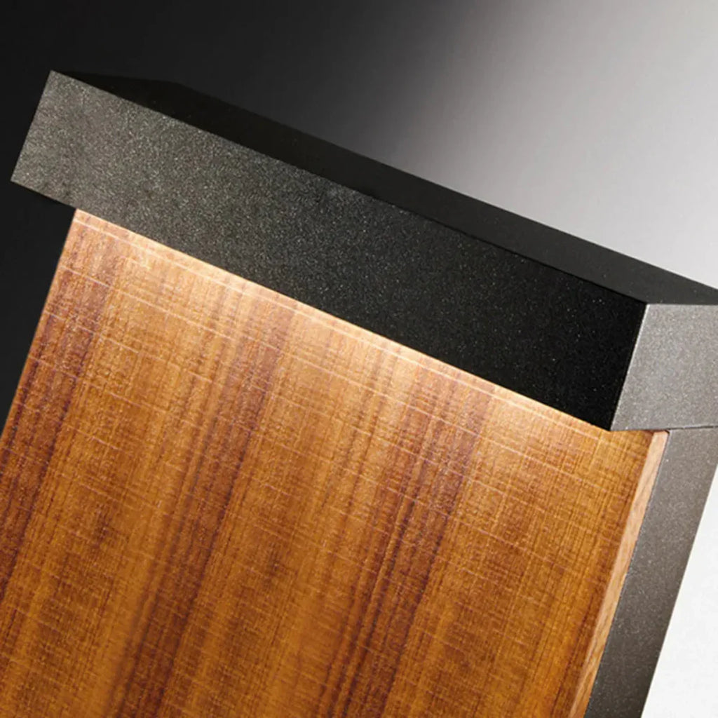 Modern Rectangular Outdoor Pathway Light - Natural Wood/Metal for Lawn - Flindria