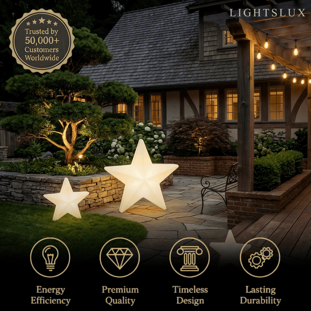 Modern Outdoor Path Lamp - White Acrylic Star Design Garden/Courtyard - Flindria