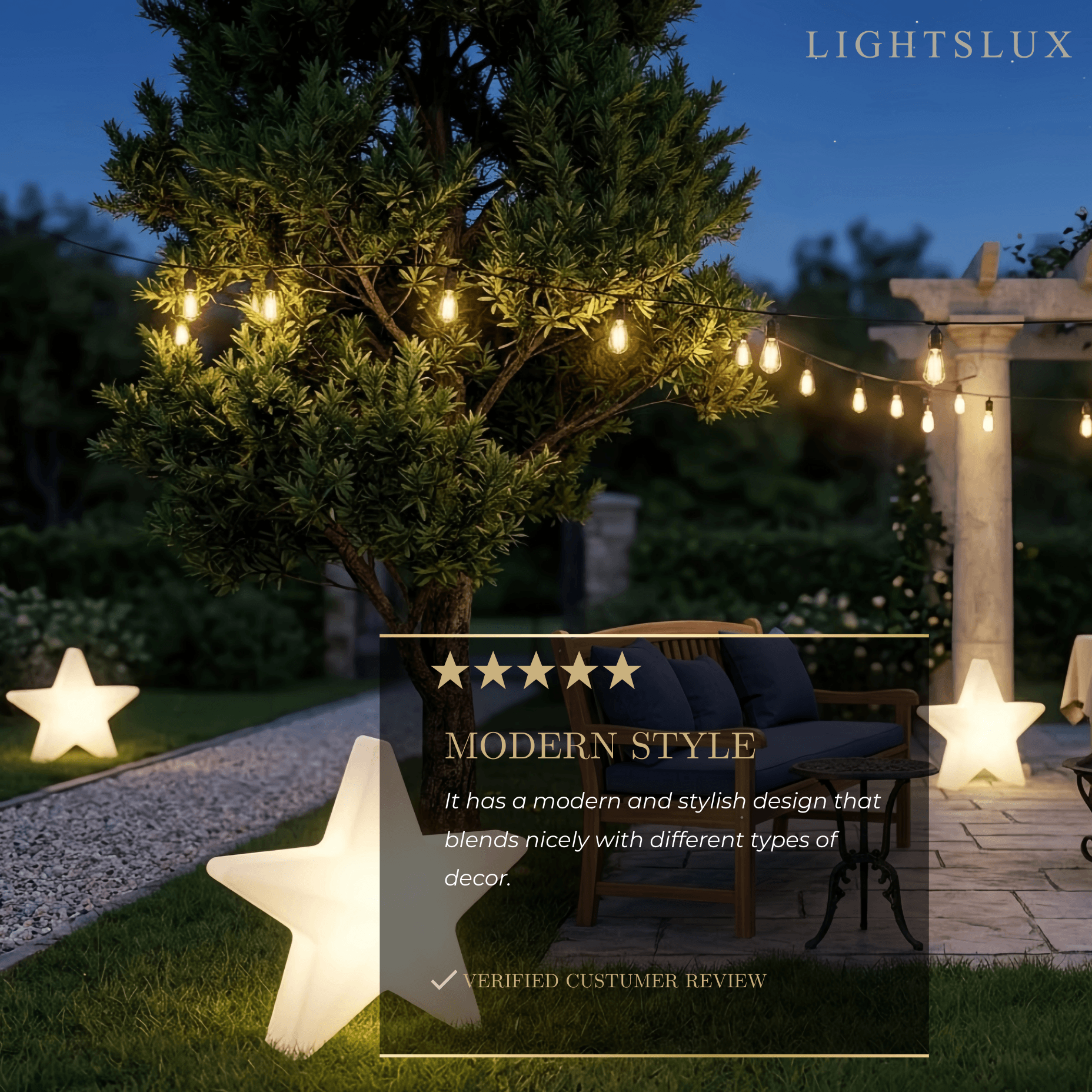 Modern Outdoor Path Lamp - White Acrylic Star Design Garden/Courtyard - Flindria