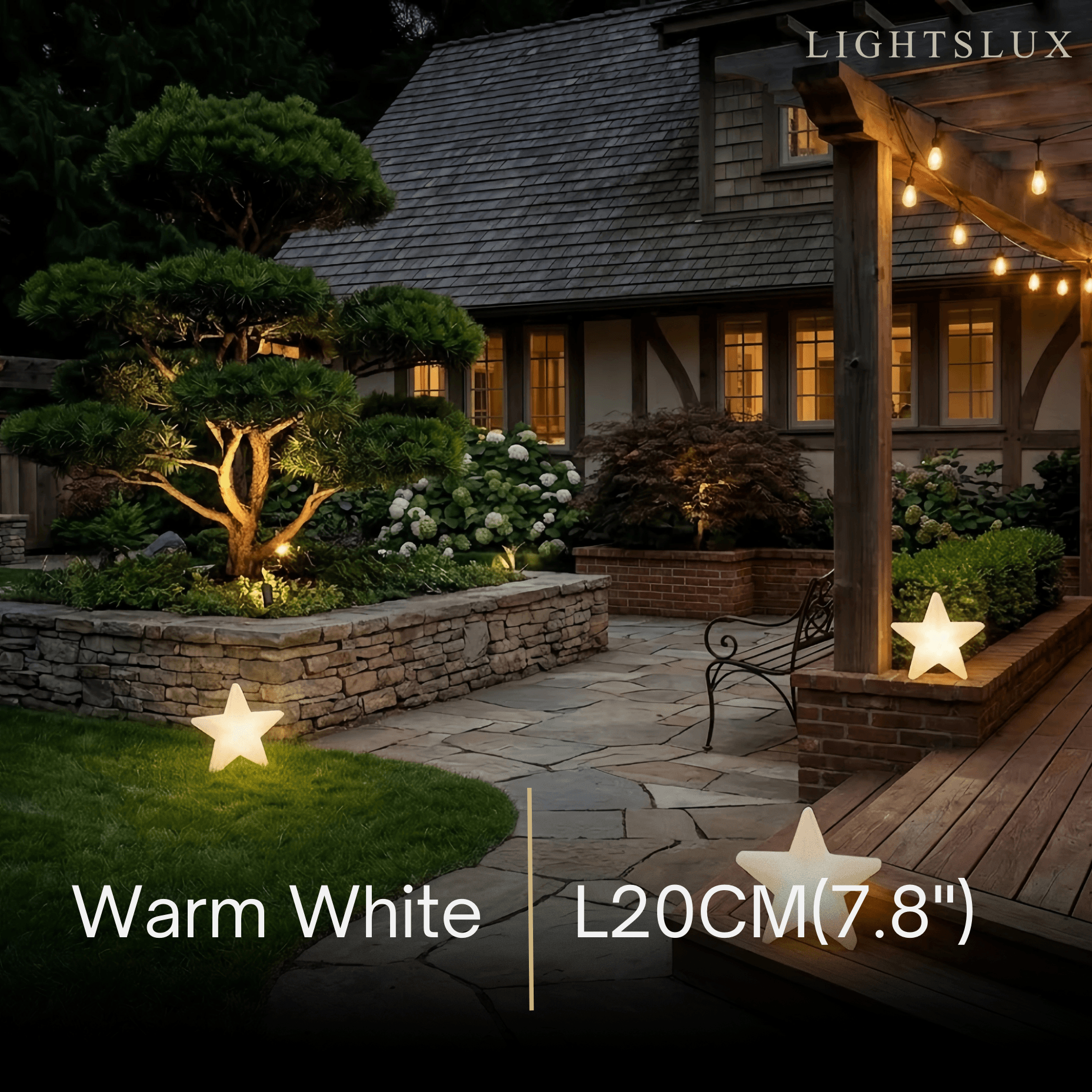 Modern Outdoor Path Lamp - White Acrylic Star Design Garden/Courtyard - Flindria