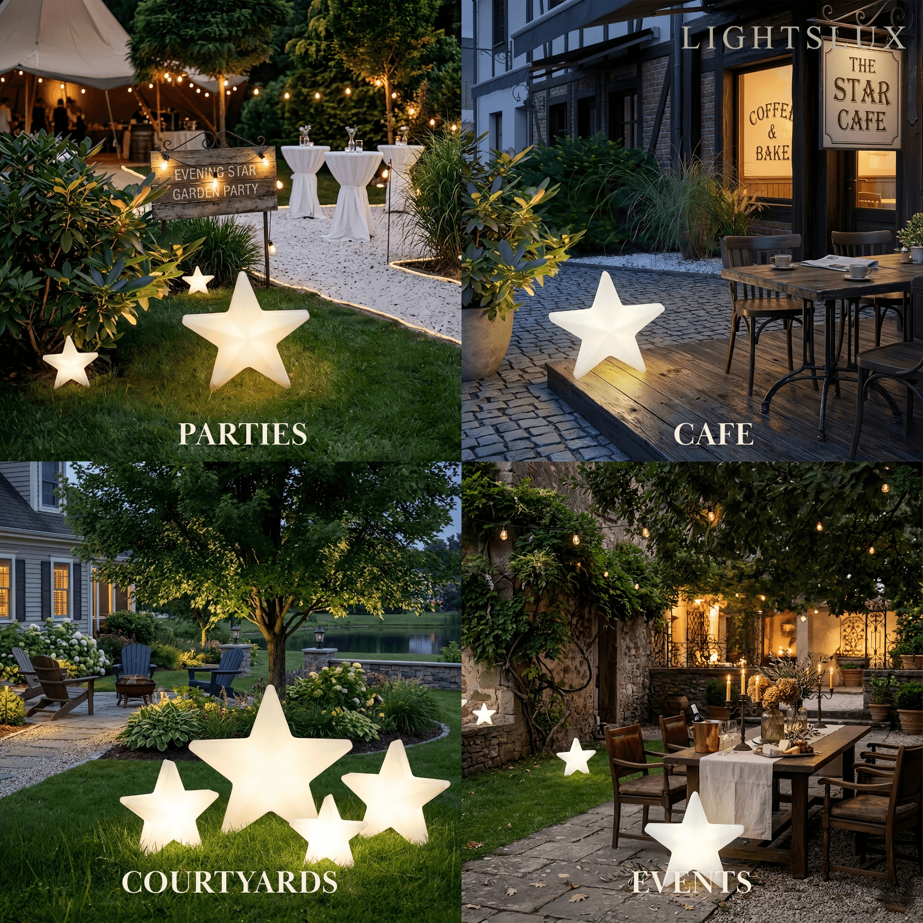 Modern Outdoor Path Lamp - White Acrylic Star Design Garden/Courtyard - Flindria