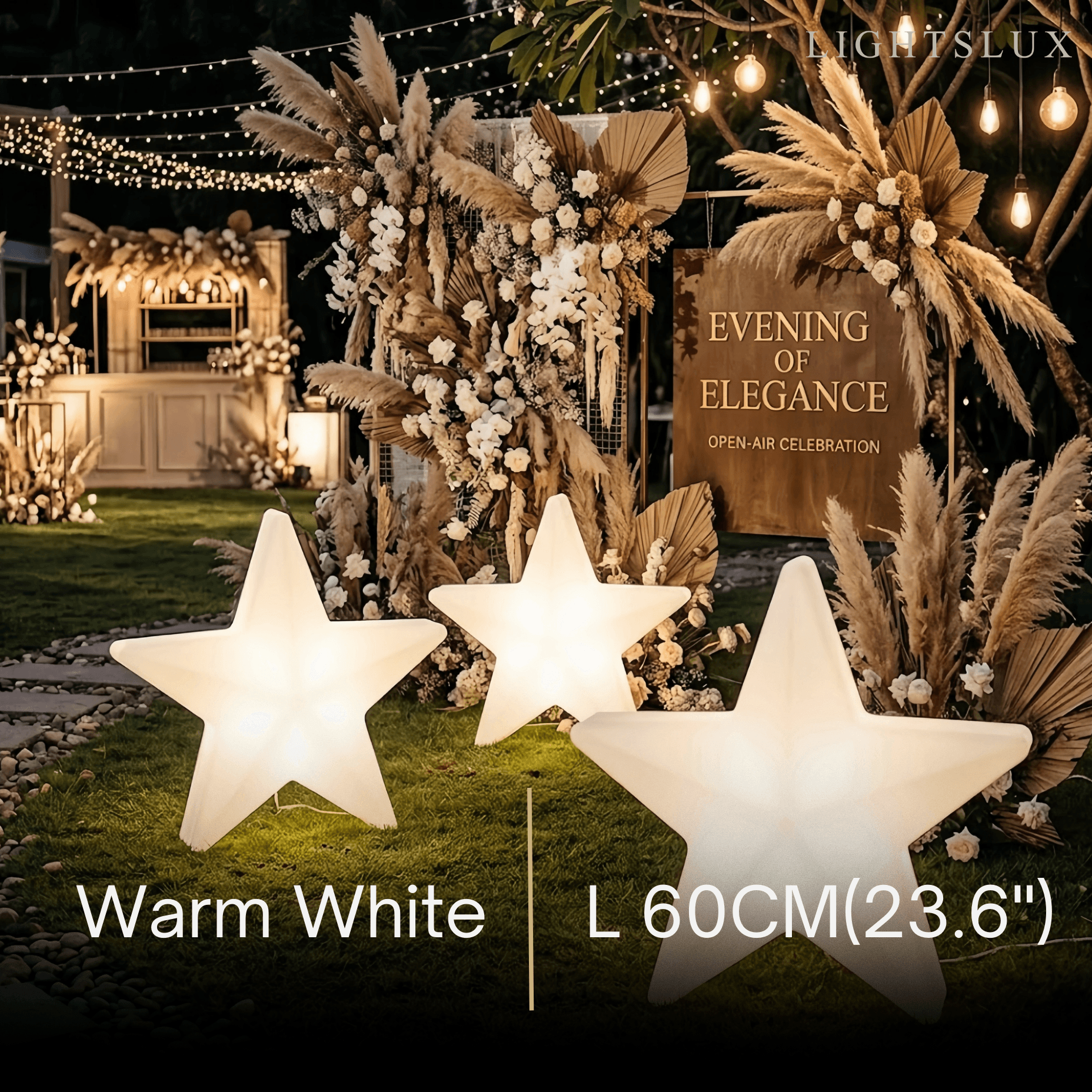 Modern Outdoor Path Lamp - White Acrylic Star Design Garden/Courtyard - Flindria