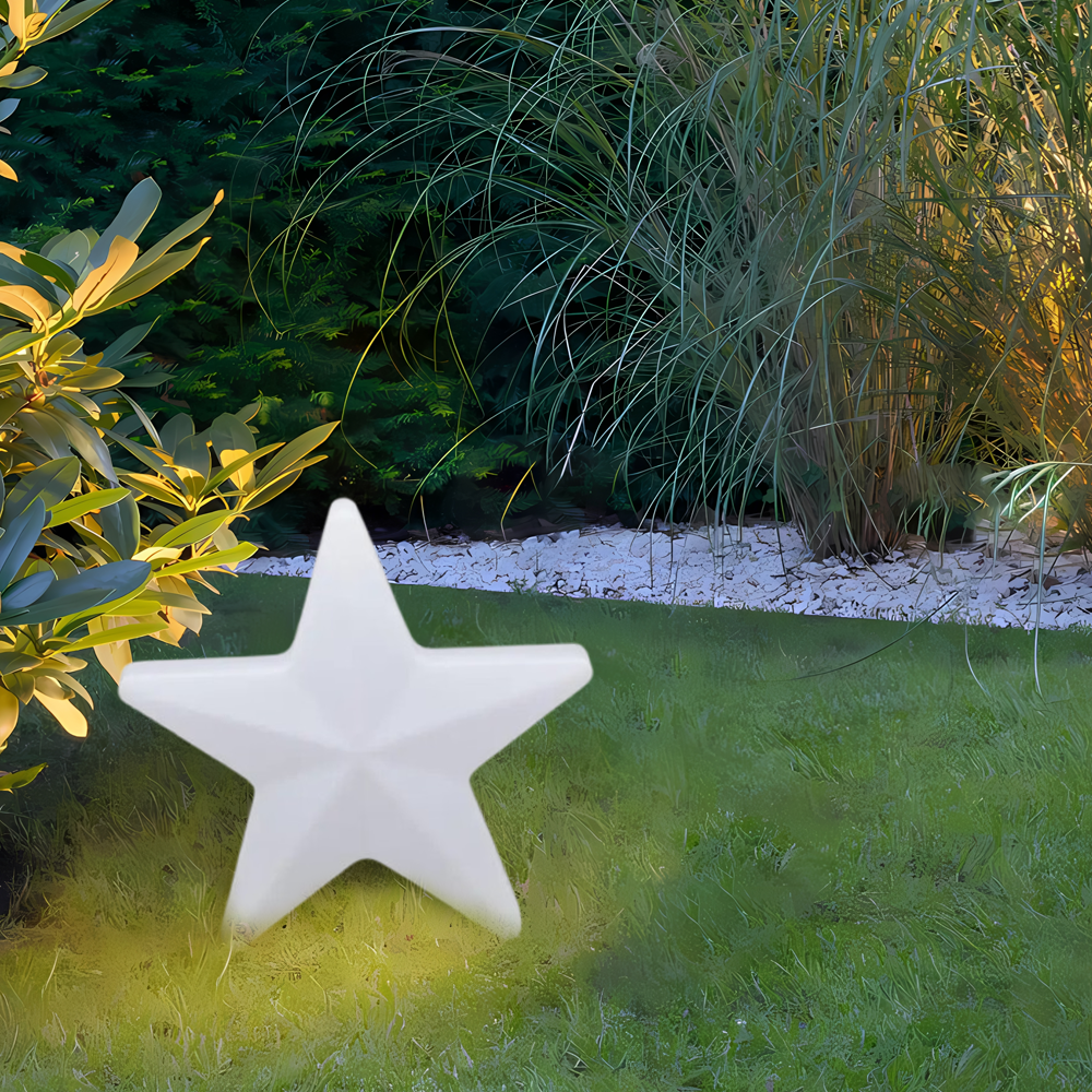 Modern Outdoor Path Lamp - White Acrylic Star Design Garden/Courtyard - Flindria
