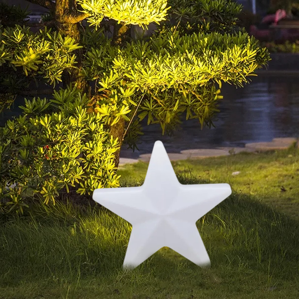 Modern Outdoor Path Lamp - White Acrylic Star Design Garden/Courtyard - Flindria