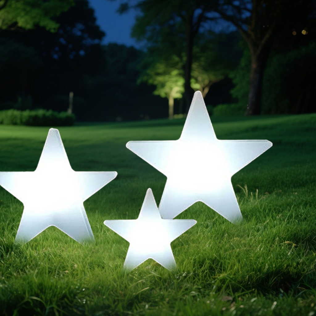 Modern Outdoor Path Lamp - White Acrylic Star Design Garden/Courtyard - Flindria
