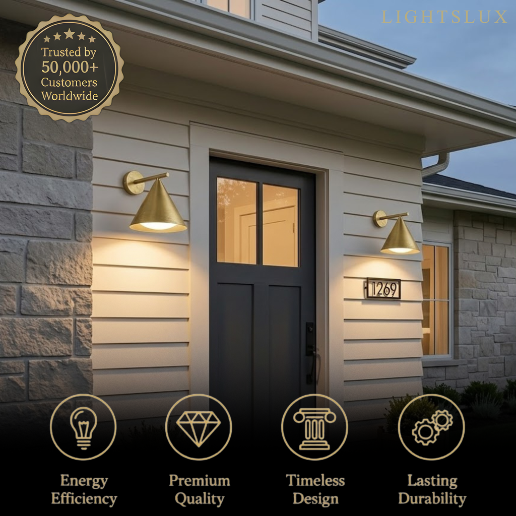 Lámpara de pared exterior cónica minimalista – Luz de metal negro para pared exterior - Flindria