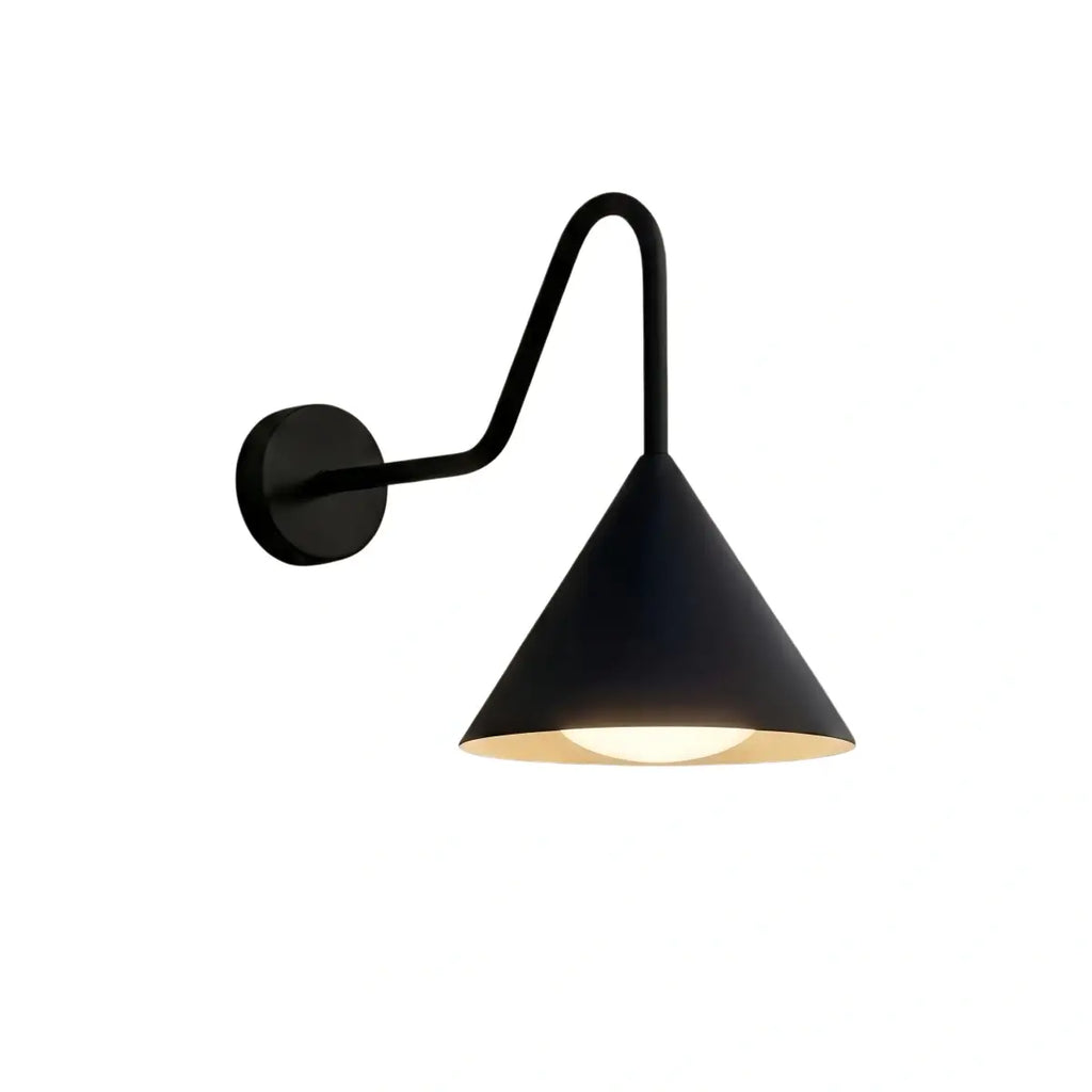 Lámpara de pared exterior cónica minimalista – Luz de metal negro para pared exterior - Flindria