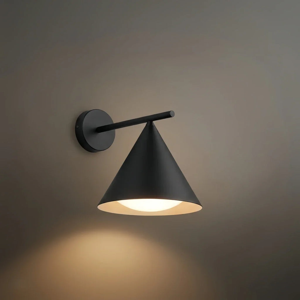 Lámpara de pared exterior cónica minimalista – Luz de metal negro para pared exterior - Flindria