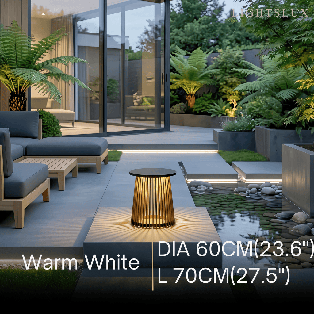 Modern Outdoor Floor Lamp - Black Metal & Acrylic Cylindrical Design for Patio - Flindria