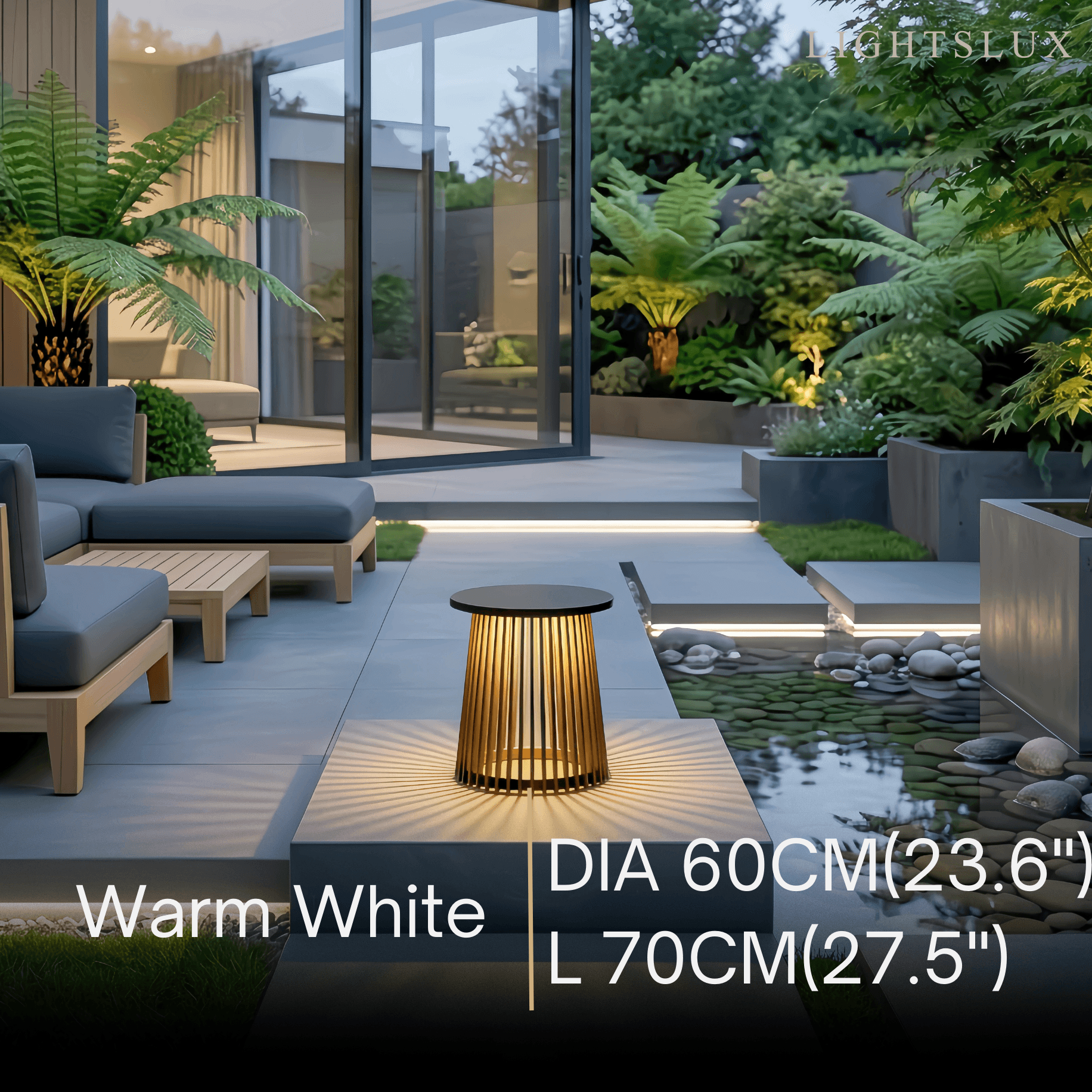 Modern Outdoor Floor Lamp - Black Metal & Acrylic Cylindrical Design for Patio - Flindria