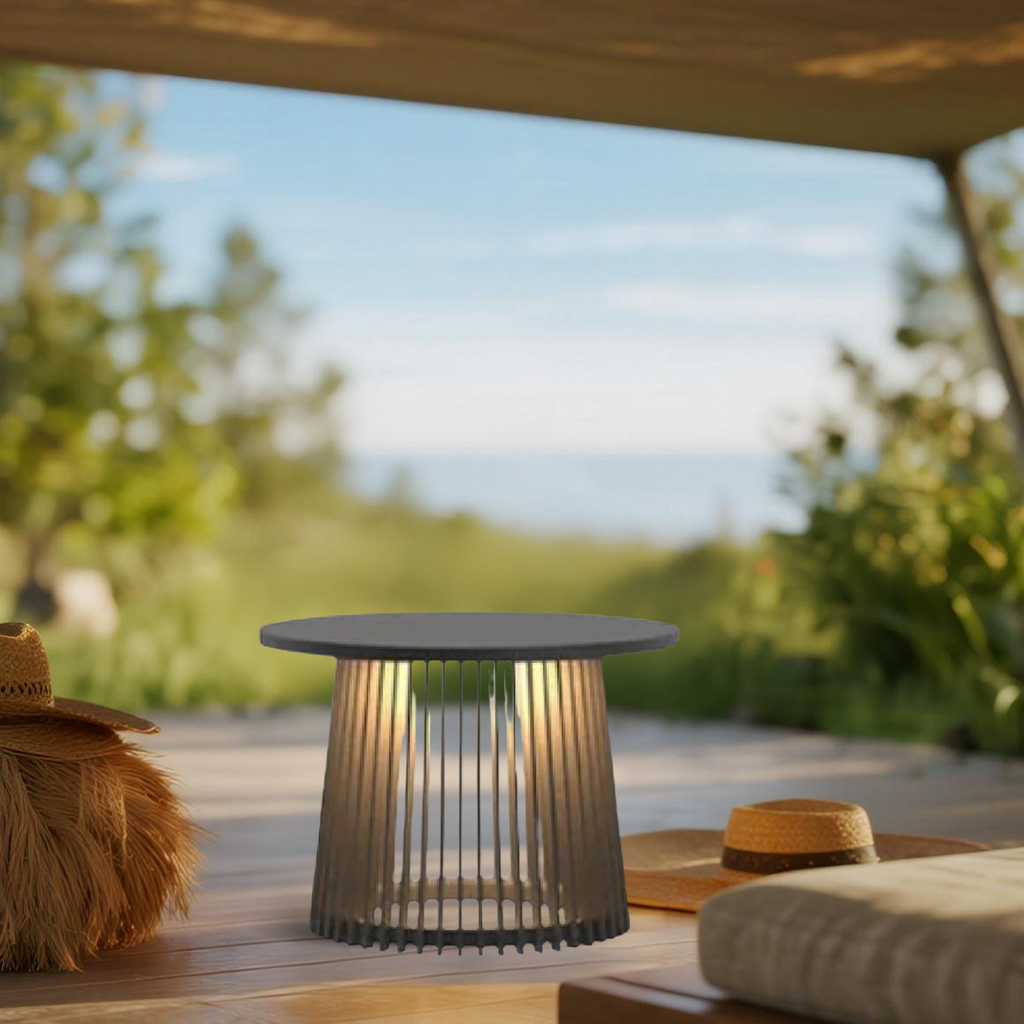 Modern Outdoor Floor Lamp - Black Metal & Acrylic Cylindrical Design for Patio - Flindria