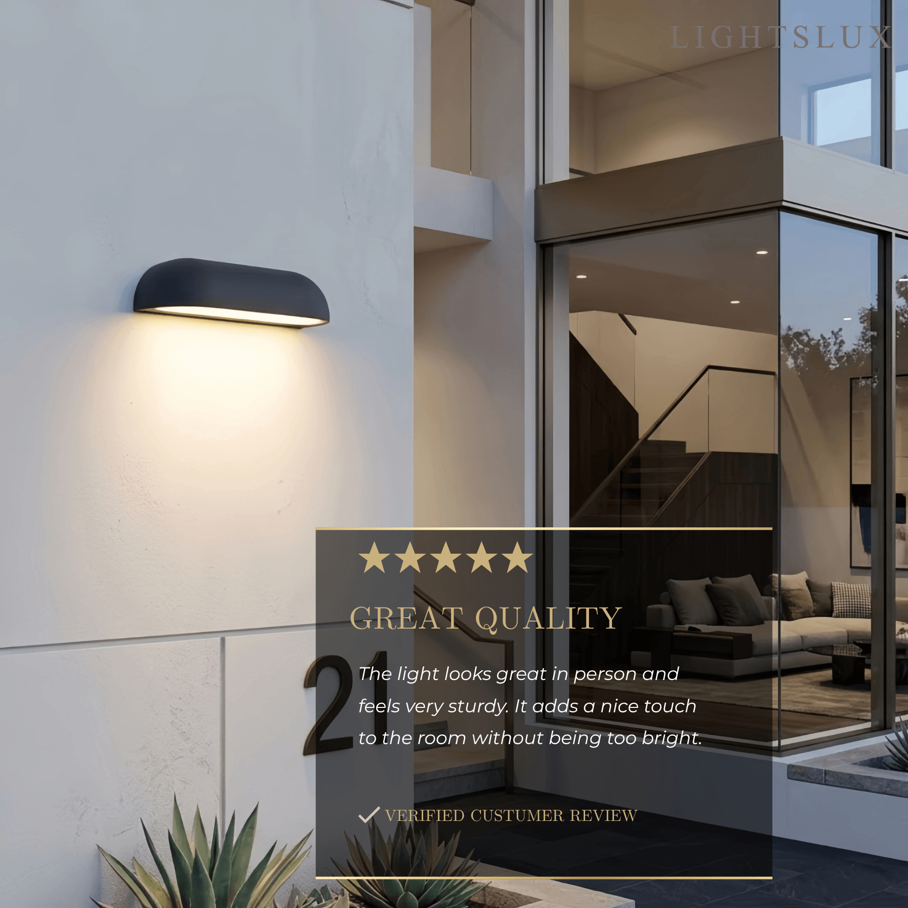 Modern Arched Outdoor Wall Lamp — Black/White Metal/Stone for Exterior - Flindria