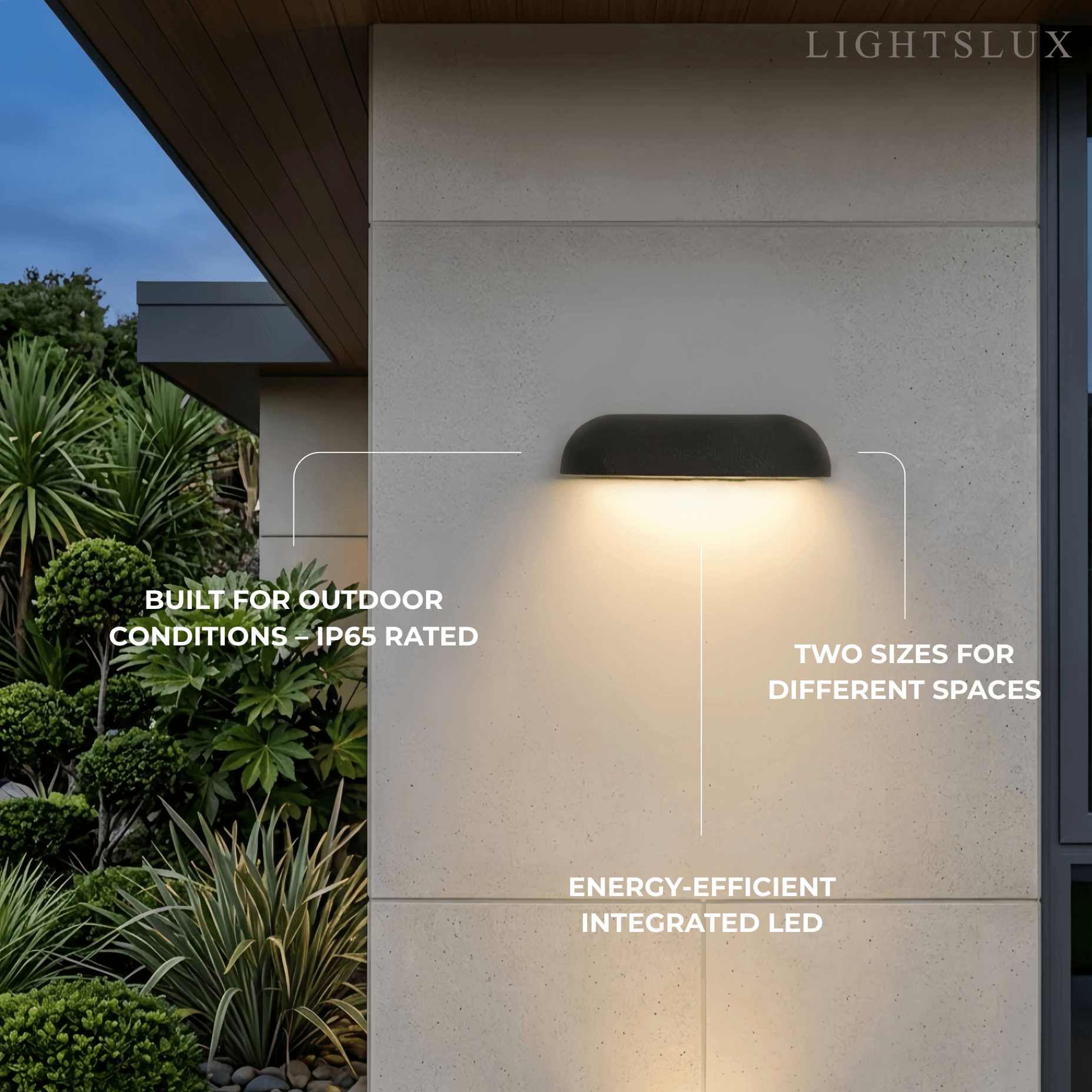 Modern Arched Outdoor Wall Lamp — Black/White Metal/Stone for Exterior - Flindria