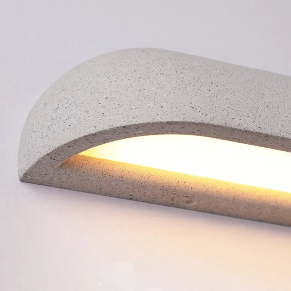 Modern Arched Outdoor Wall Lamp — Black/White Metal/Stone for Exterior - Flindria
