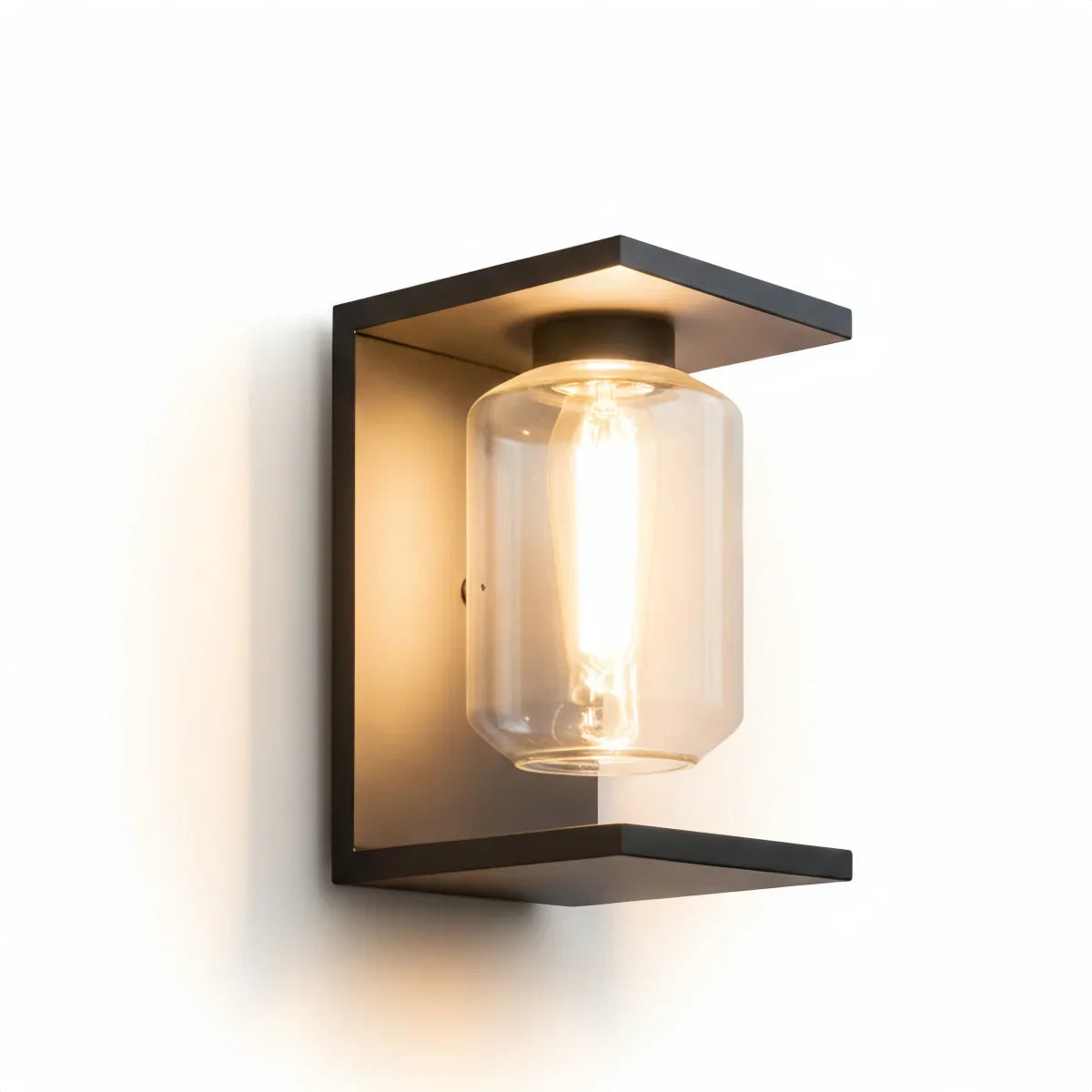 Aplique de pared LED solar industrial – Luz exterior negra para patio - Flindria