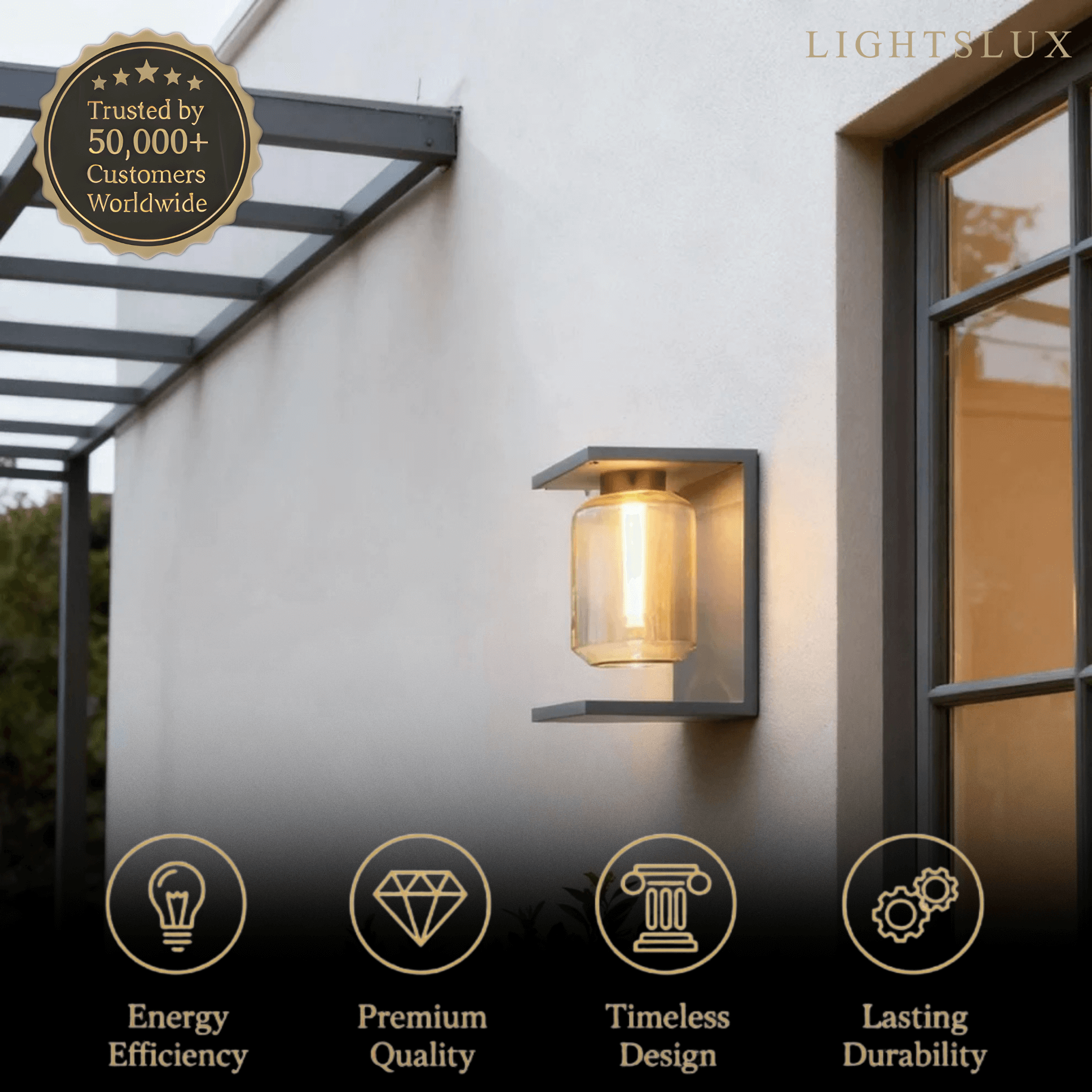 Aplique de pared LED solar industrial – Luz exterior negra para patio - Flindria
