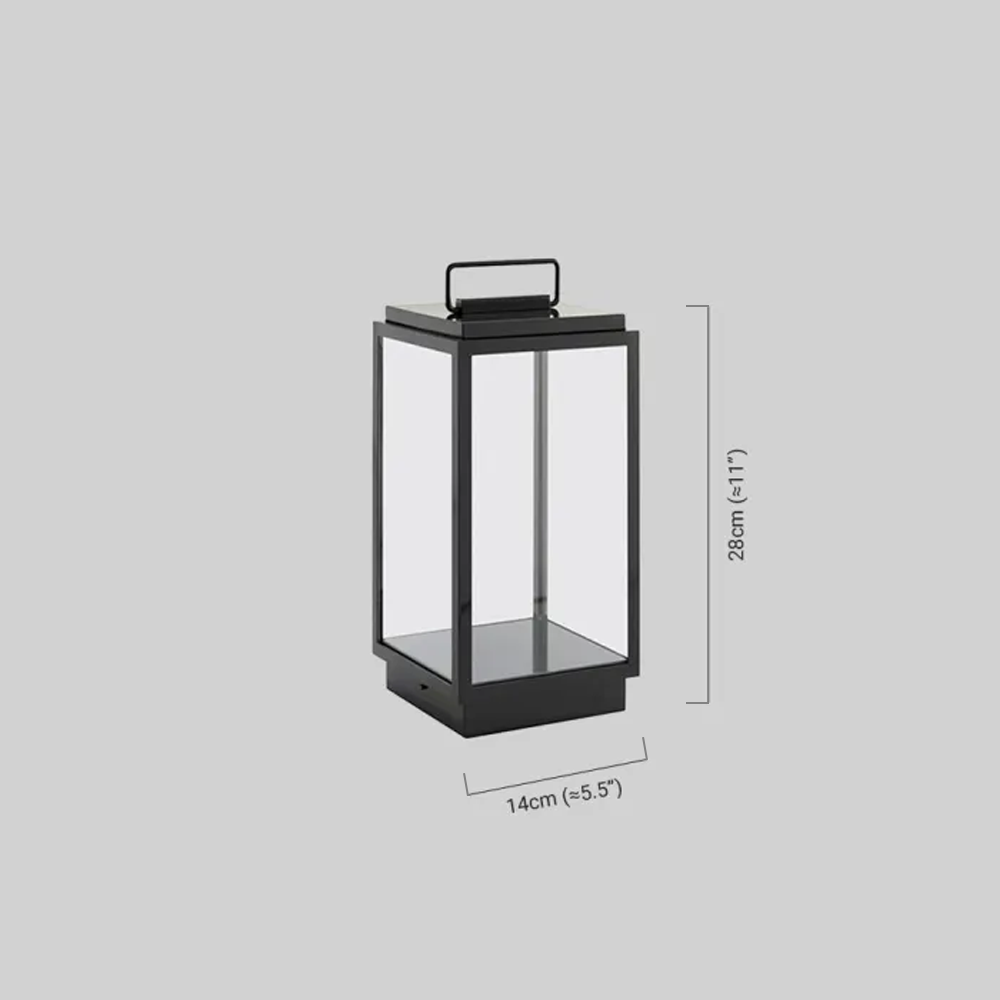 Lámpara de pie industrial para exterior - Diseño rectangular de metal negro y vidrio para jardín - Flindria